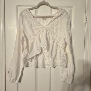 Aeropostale White Ruffled Blouse